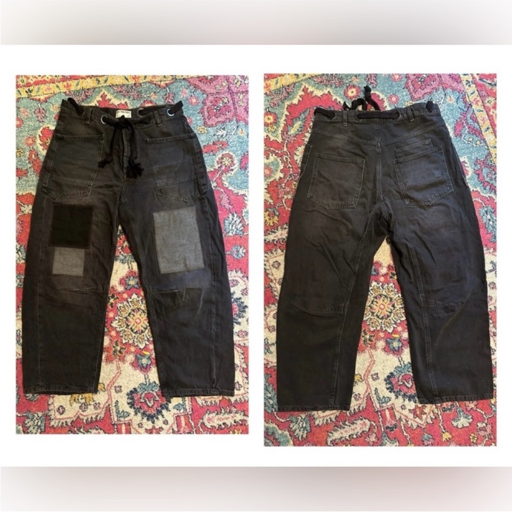 Free People Black Patchwork Jeans